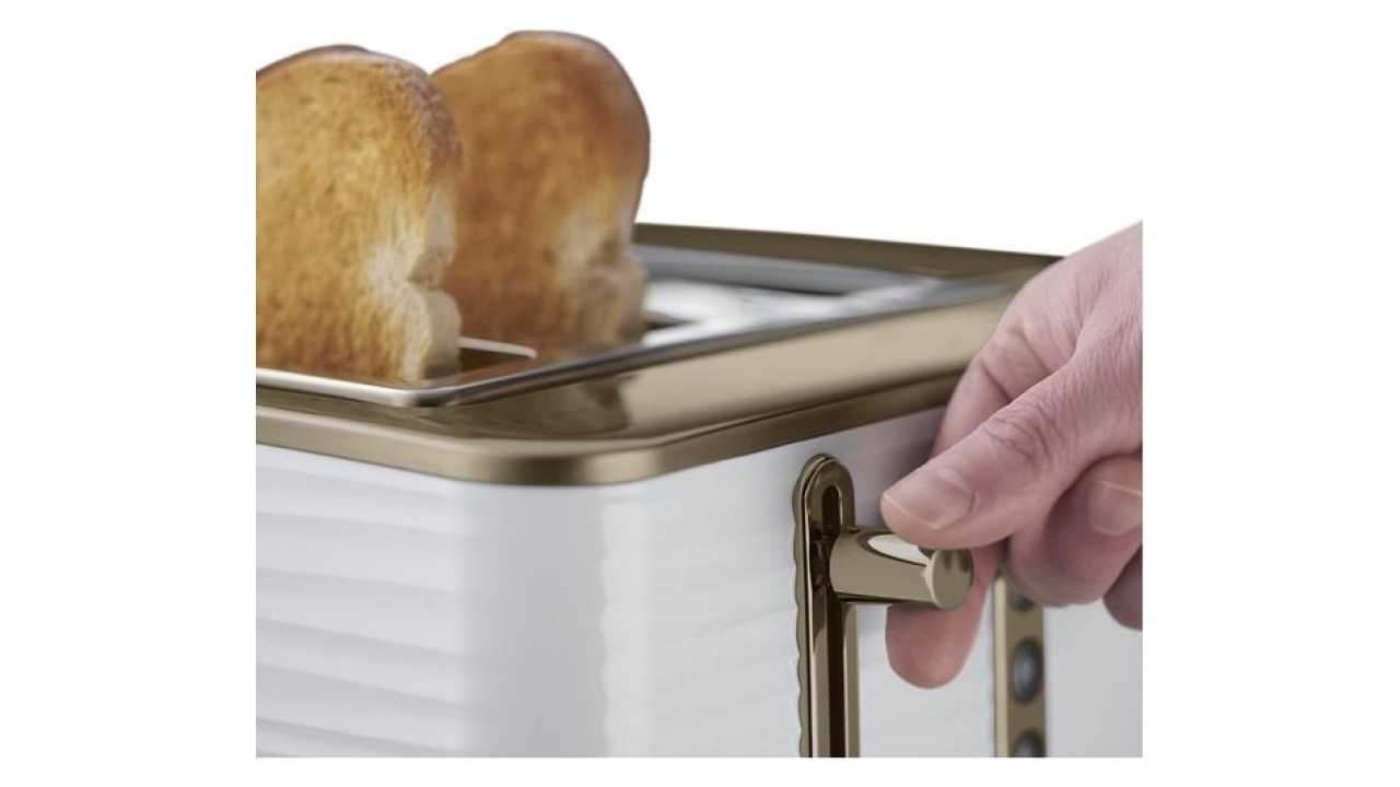 White & Brass RUSSELL HOBBS Inspire Luxe 24386 4Slice Toaster Toasters Small Kitchen Appliances